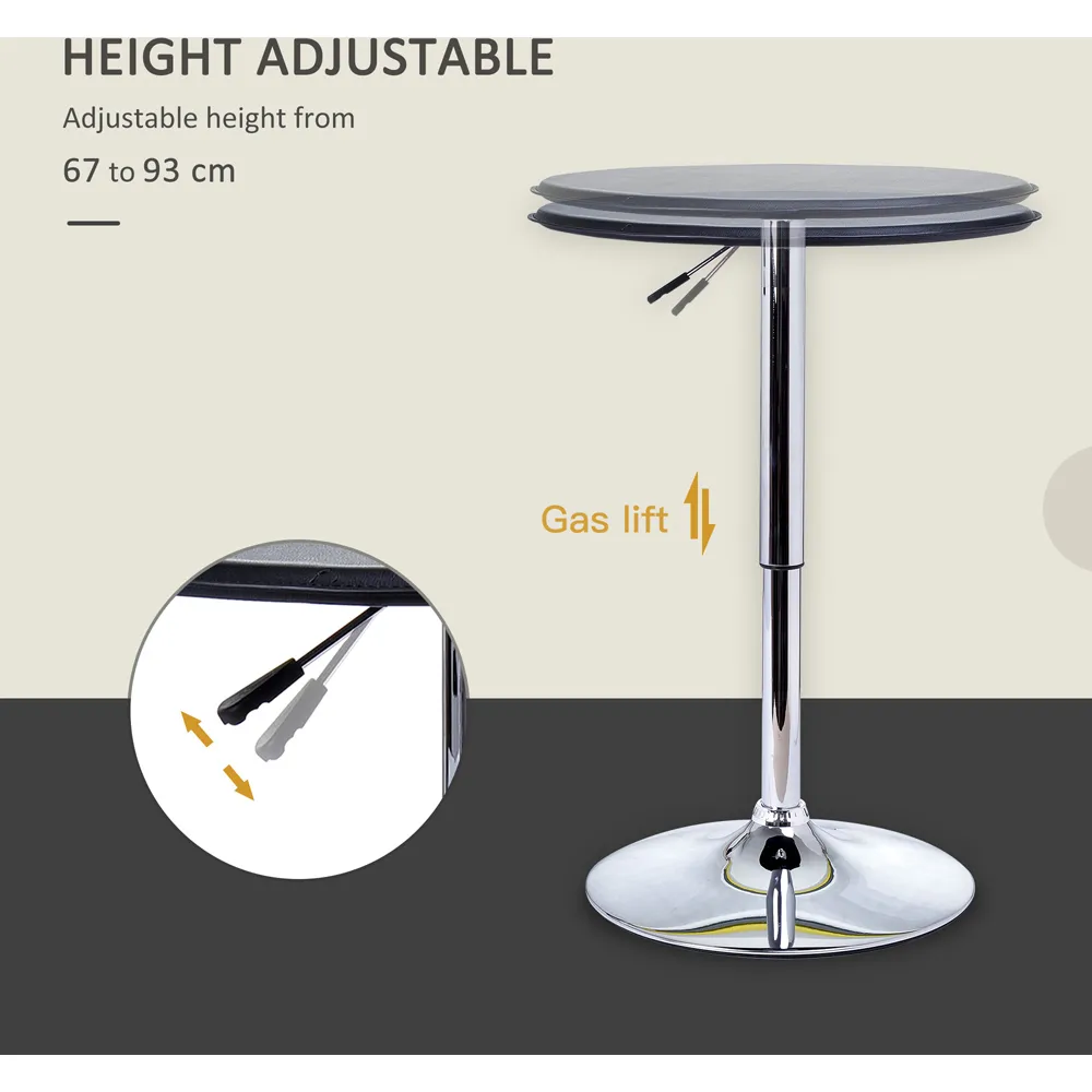 2 Seater Round Adjustable Height Swivel Bistro Table - Black