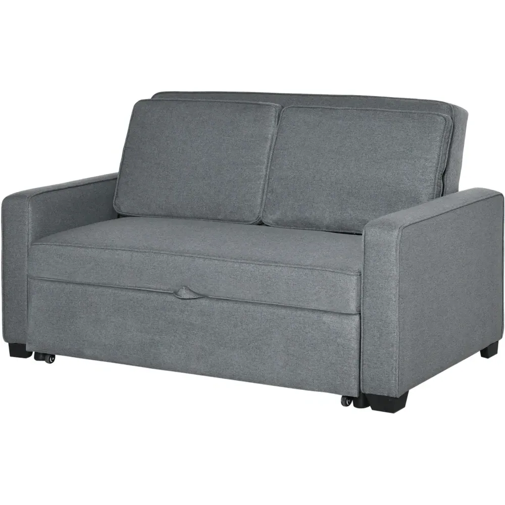 2-Seater Sofa Bed with Reclining Back - Grey, Linen