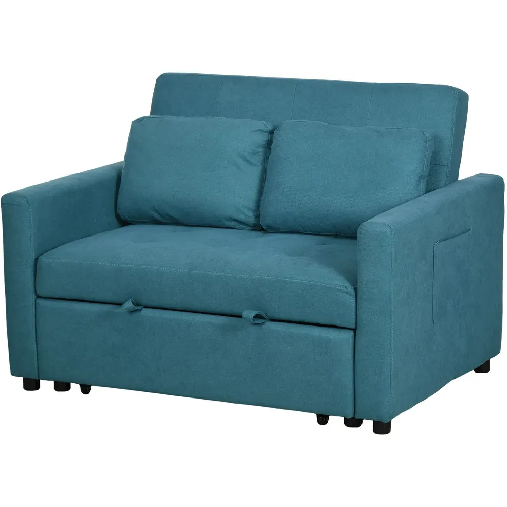 2-Seater Sofa Bed with Storage - Blue