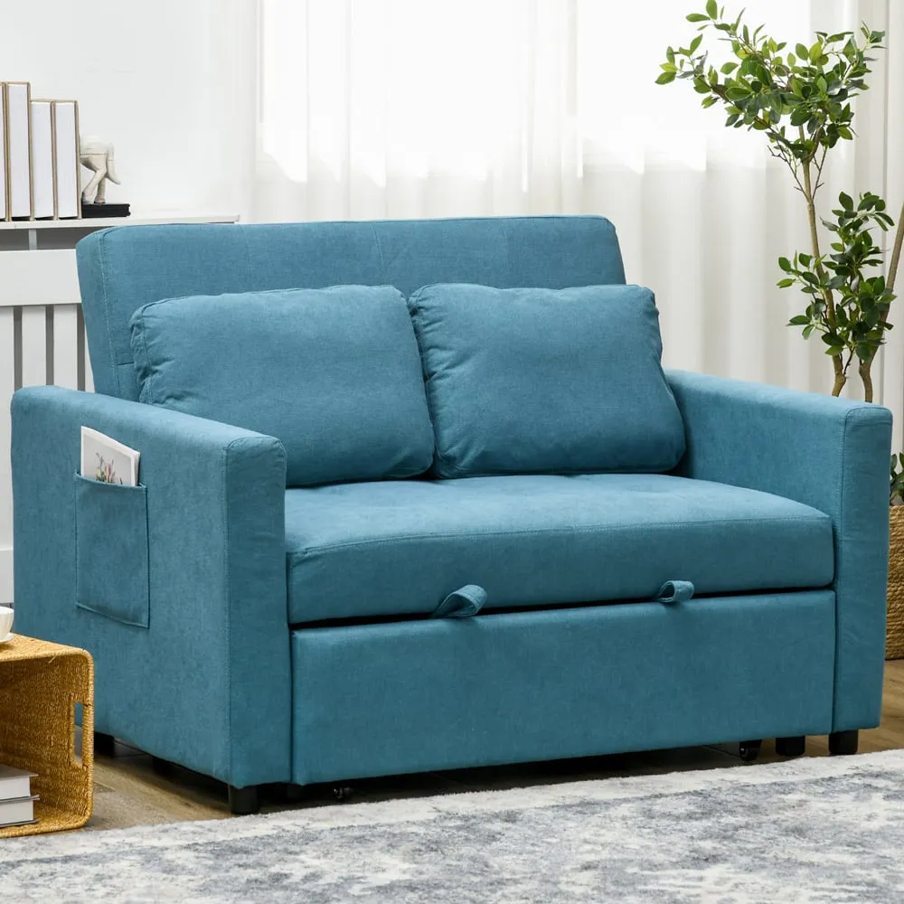 2-Seater Sofa Bed with Storage - Blue image