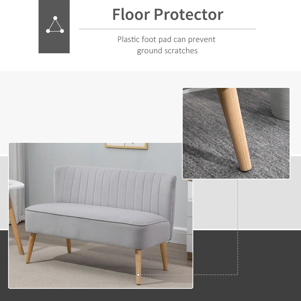 2-Seater Sofa - Grey, Velvet