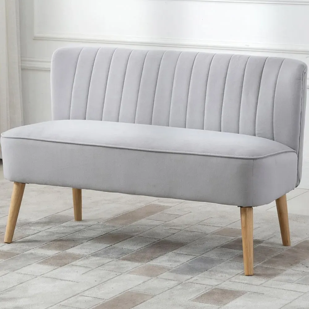2-Seater Sofa - Grey, Velvet image