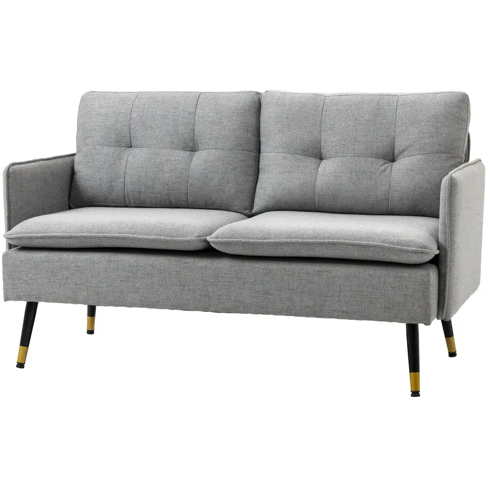 2-Seater Sofa with Button Tufting - Grey, Polyester