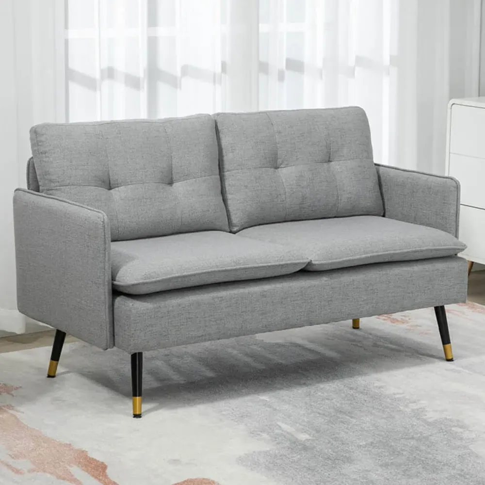 2-Seater Sofa with Button Tufting - Grey, Polyester image
