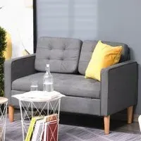 2-Seater Sofa with Storage - Grey, Cotton