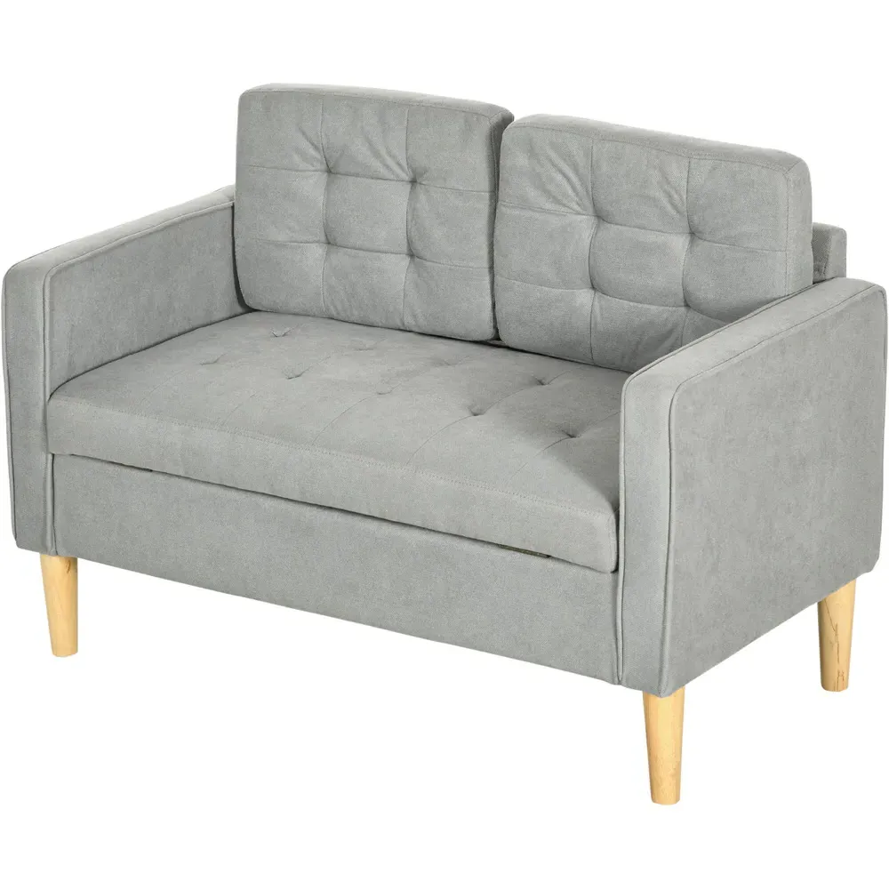 2-Seater Sofa with Storage - Light Grey, Cotton