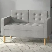 2-Seater Sofa with Storage - Light Grey, Cotton