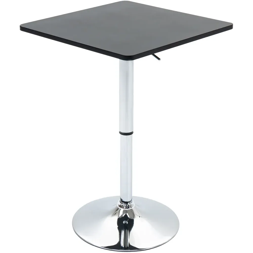 2 Seater Square Adjustable Height Swivel Bar Table - Black