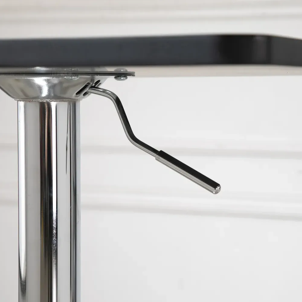 2 Seater Square Adjustable Height Swivel Bar Table - Black