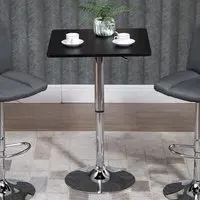 2 Seater Square Adjustable Height Swivel Bar Table - Black
