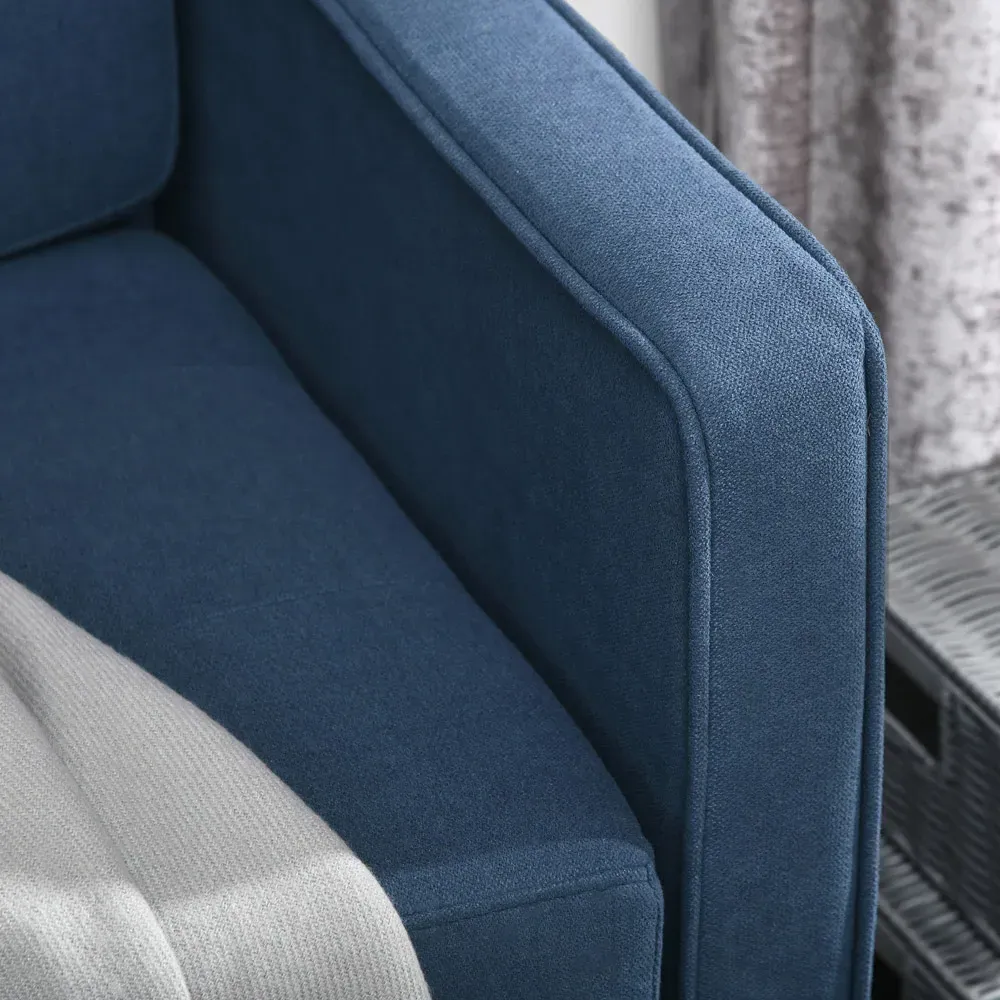 2-Seater Tufted Loveseat Sofa with Storage - Blue, Cotton