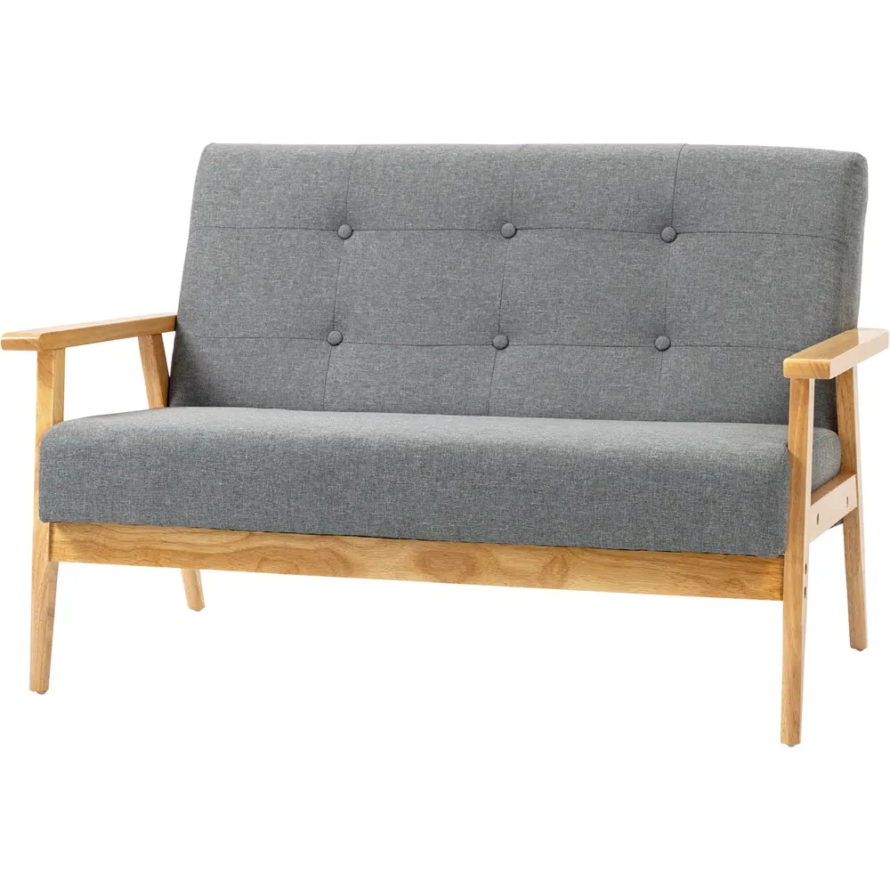 2-Seater Tufted Sofa - Dark Grey, Linen