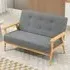 2-Seater Tufted Sofa - Dark Grey, Linen