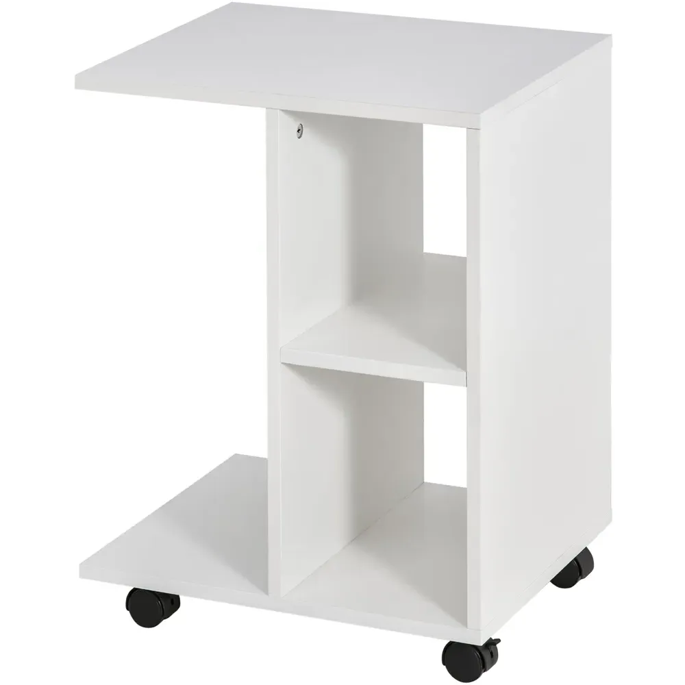 2 Shelf C-Shaped Side Table - White, Particle Board