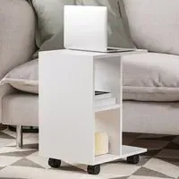 2 Shelf C-Shaped Side Table - White, Particle Board