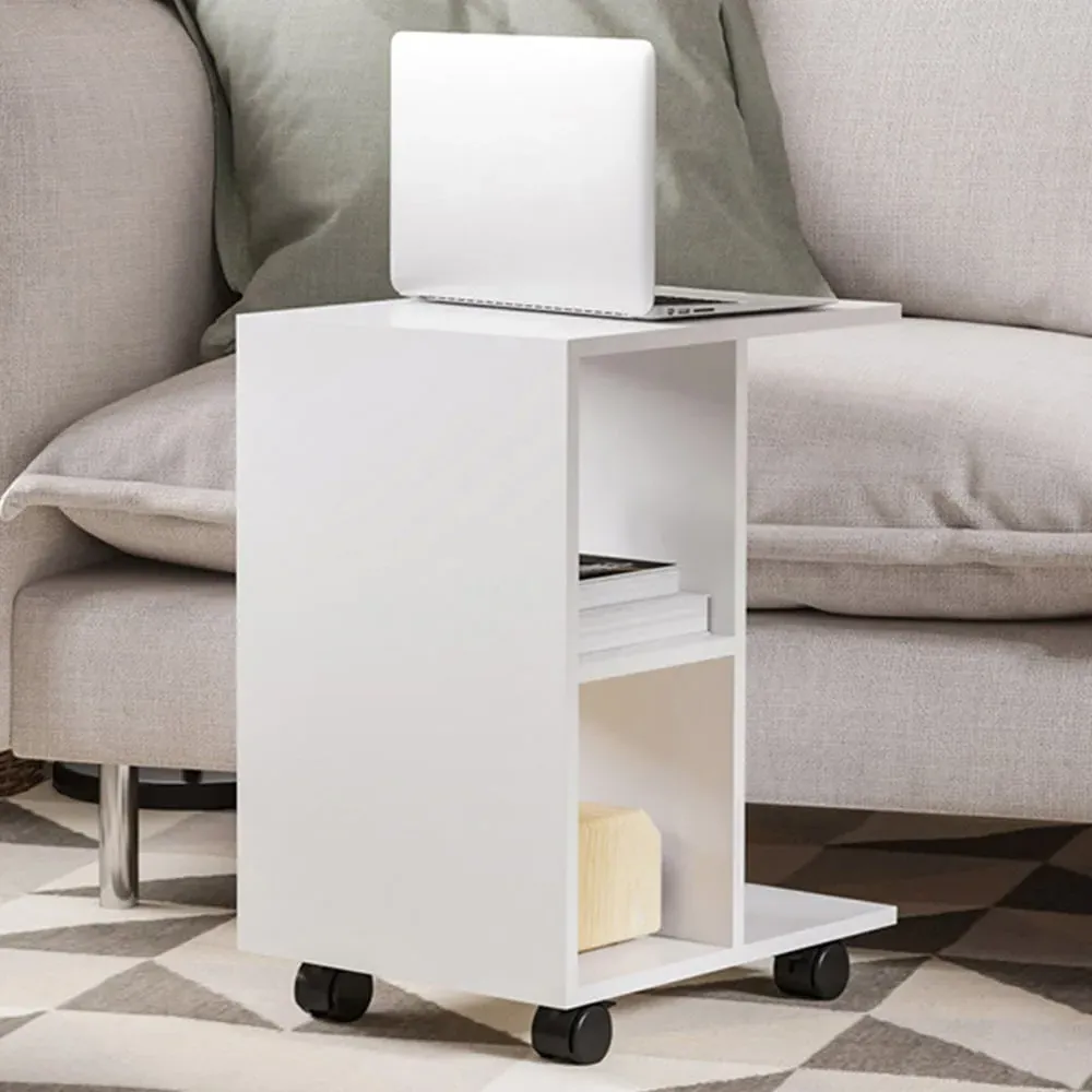 2 Shelf C-Shaped Side Table - White, Particle Board image