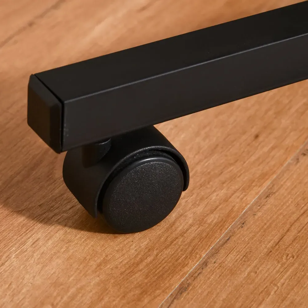 2 Shelf C-Shaped Side Table with Wheels - Brown, Metal