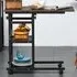 2 Shelf C-Shaped Side Table with Wheels - Brown, Metal