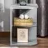 2 Shelf Corner Side Table with Glass Shelf - Grey