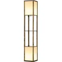 2 Shelf Floor Lamp with Dual Ambient Light - Brown