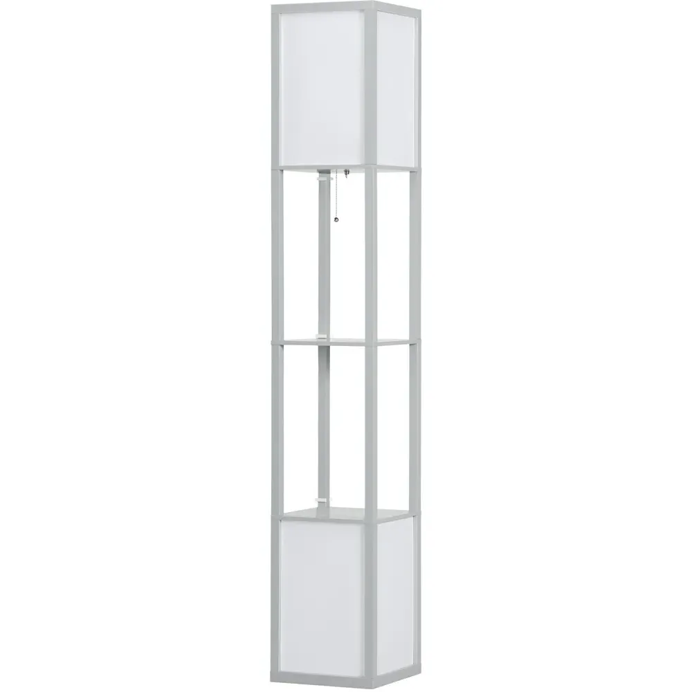 2 Shelf Floor Lamp with Dual Ambient Light - Grey