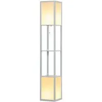 2 Shelf Floor Lamp with Dual Ambient Light - Grey