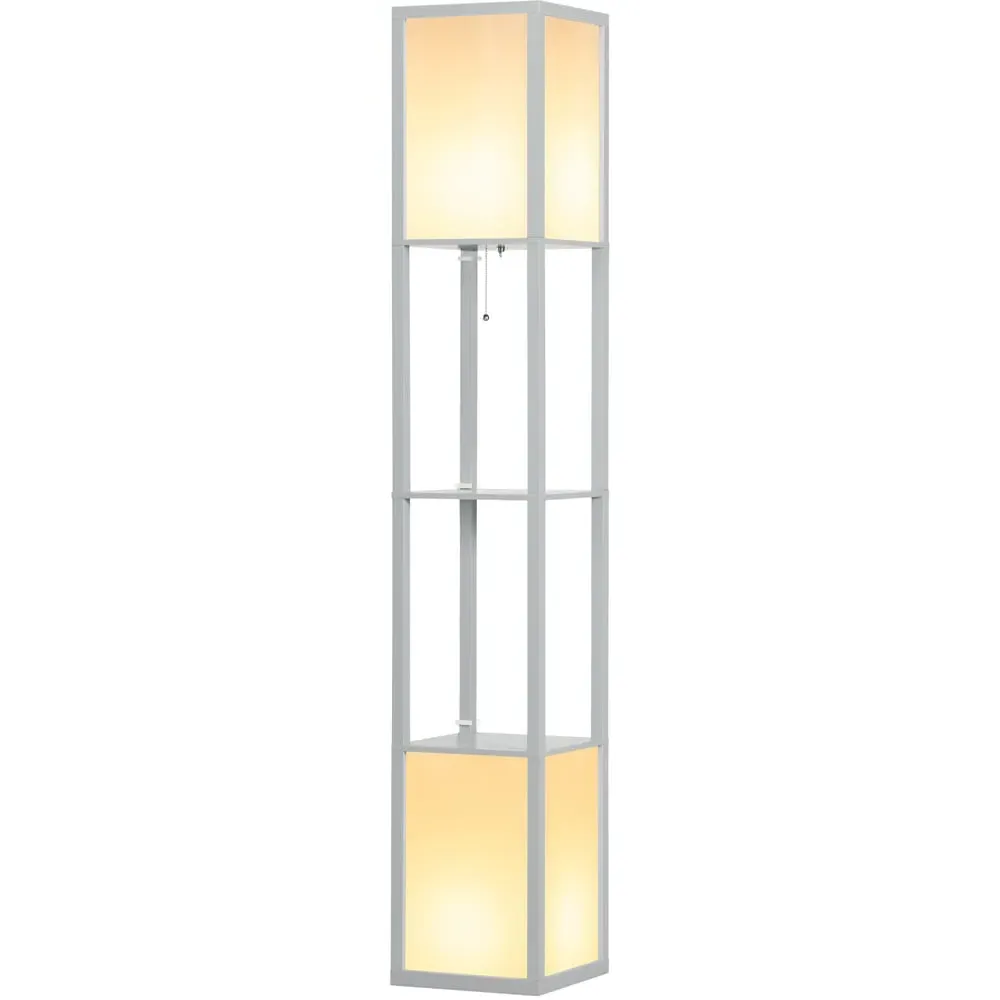 2 Shelf Floor Lamp with Dual Ambient Light - Grey