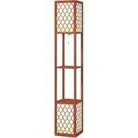 2 Shelf Floor Lamp with Storage - Brown