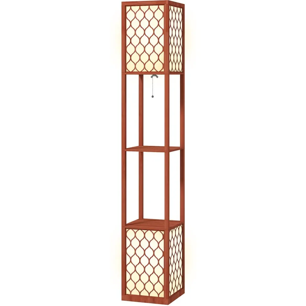 2 Shelf Floor Lamp with Storage - Brown