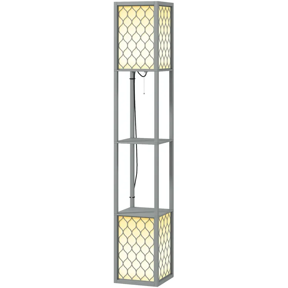 2 Shelf Floor Lamp with Storage - Grey