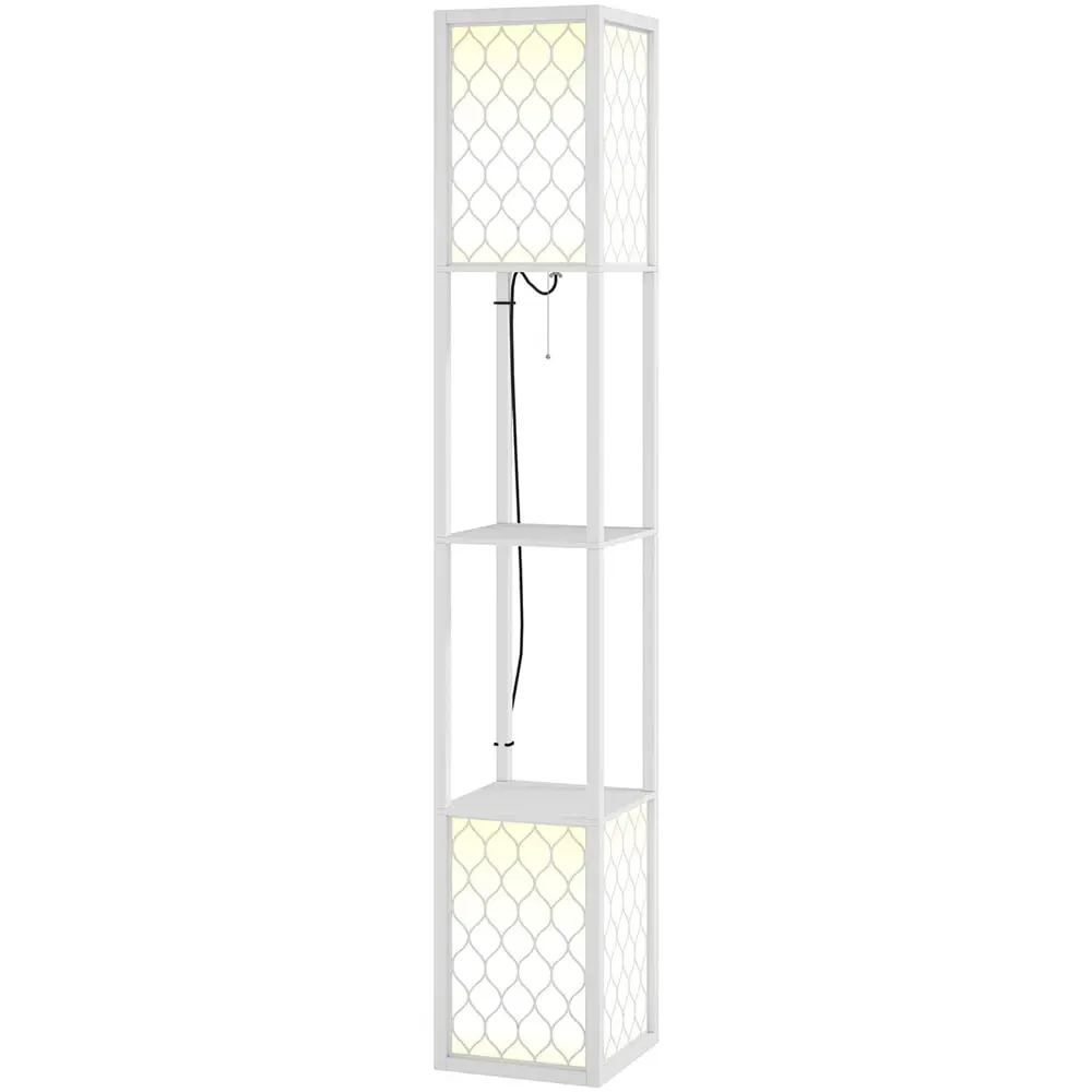 2 Shelf Floor Lamp with Storage - White image