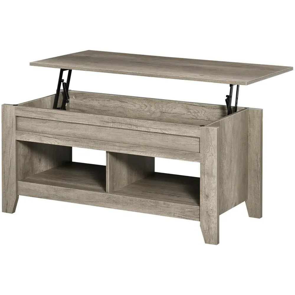 2 Shelf Lift Top Coffee Table with Storage - Oak Effect