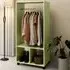 2 Shelf Rolling Open Wardrobe with Hanging Rail - Green