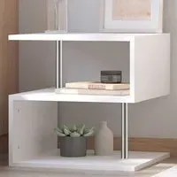 2 Shelf S-Shaped Side Table - White, Wood Grain
