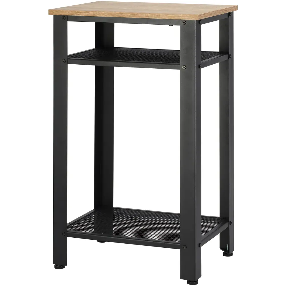2 Shelf Side Table with Adjustable Feet - Black, Metal