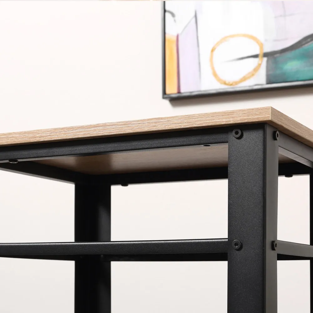 2 Shelf Side Table with Adjustable Feet - Black, Metal