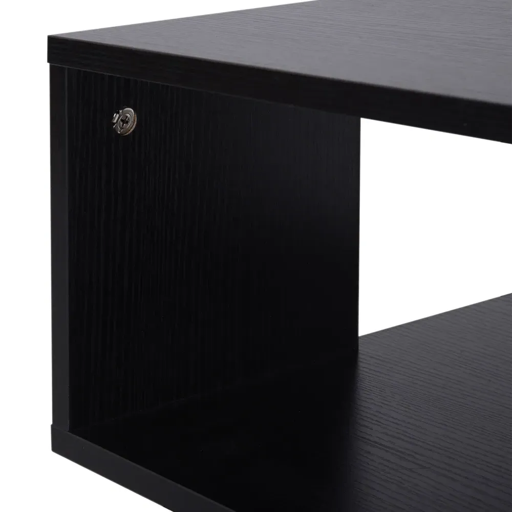 2 Shelf Square Side Table - Black