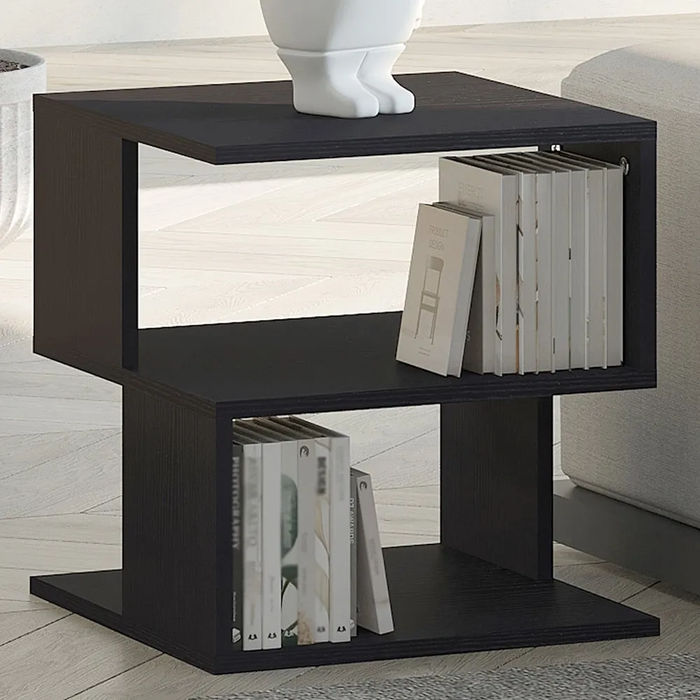 2 Shelf Square Side Table - Black image