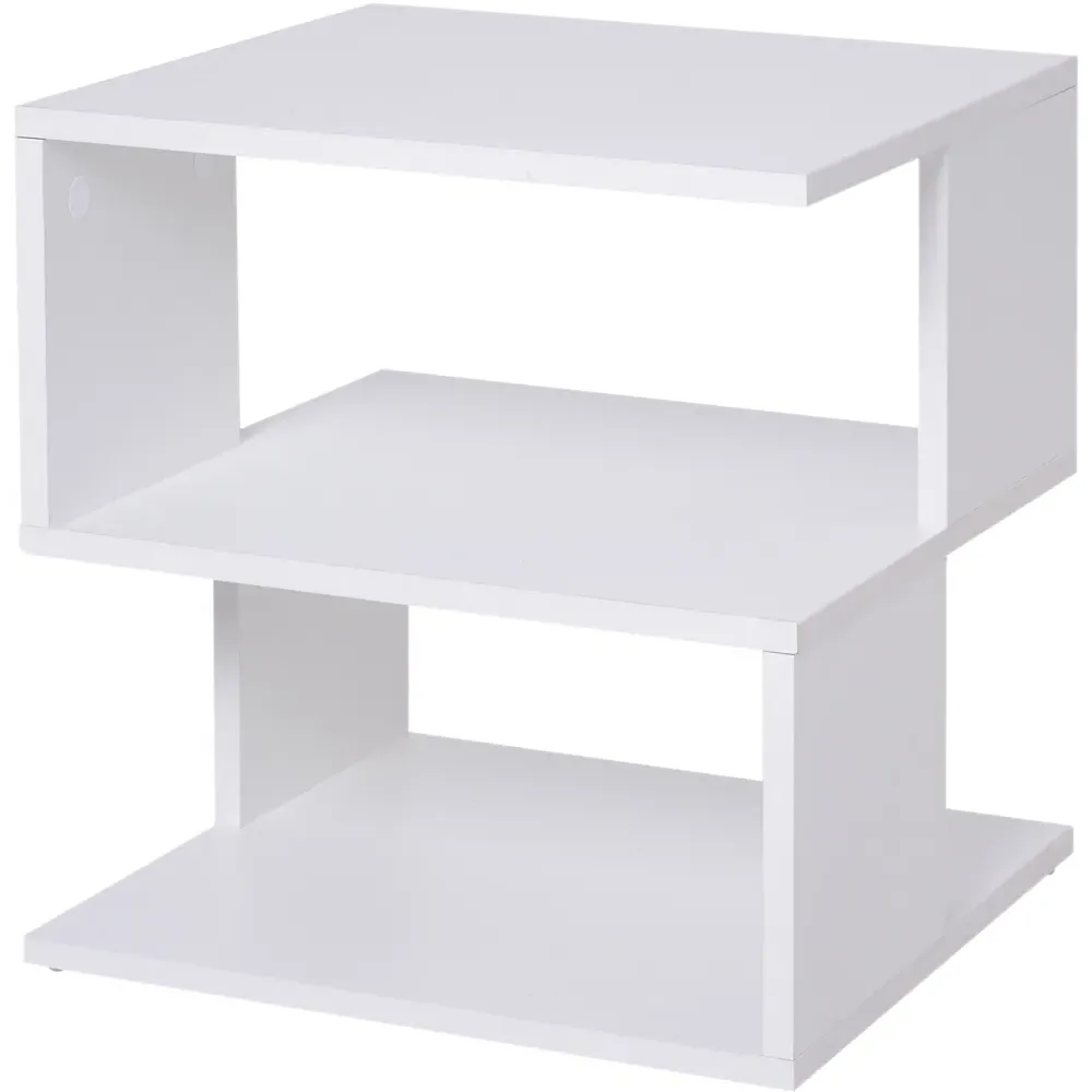 2 Shelf Square Side Table - White