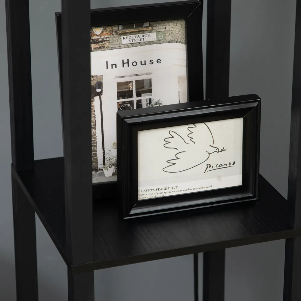 2 Shelf Tall Floor Lamp with Pull Chain Switch - Black