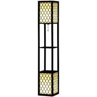 2 Shelf Tall Floor Lamp with Pull Chain Switch - Black