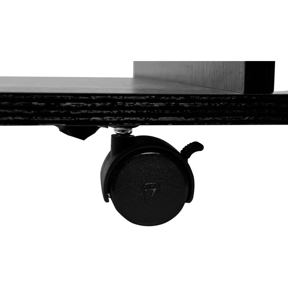 2 Shelf TV Unit with Casters - Black