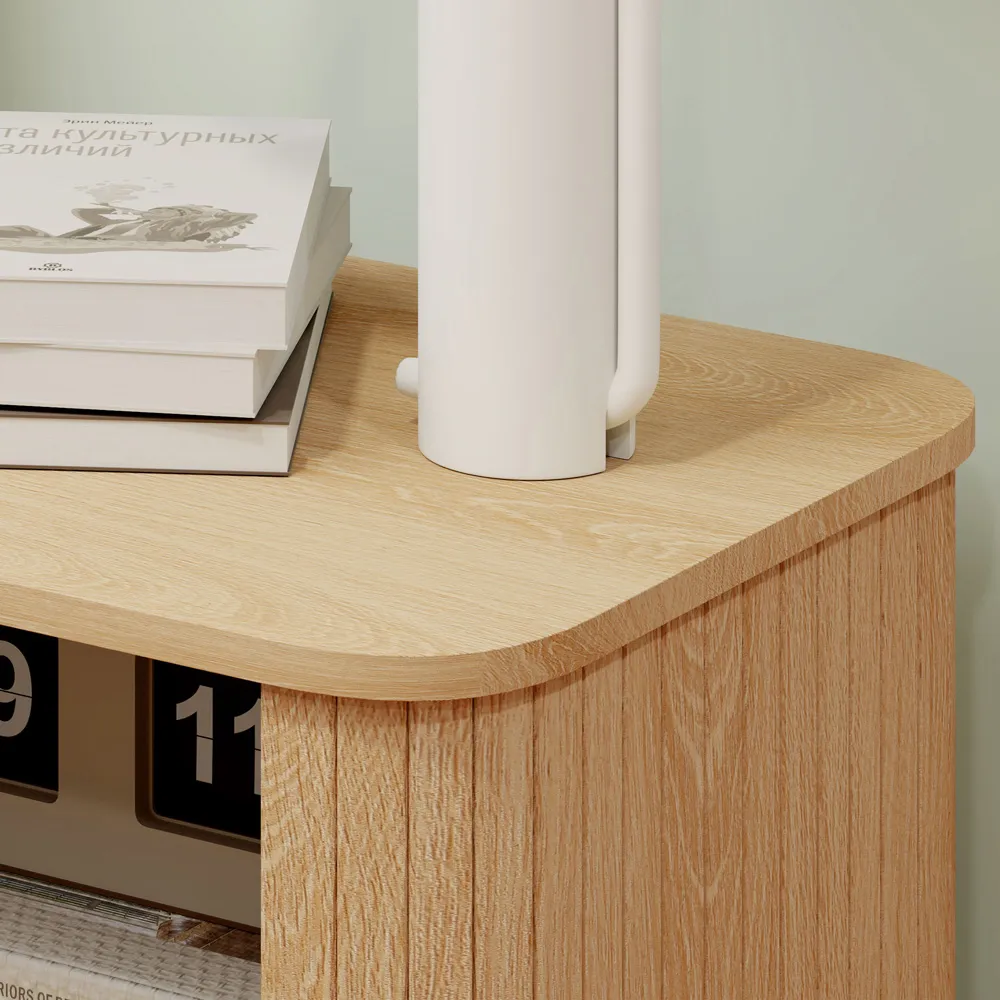 2 Sliding Door Nightstand - Brown, Oak