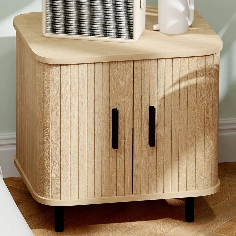 2 Sliding Door Nightstand - Brown, Oak image