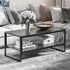 2 Tier Coffee Table with Storage - Black, Marble Print