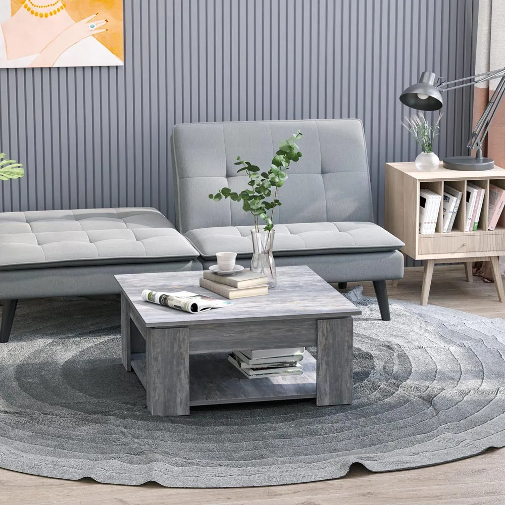 2 Tier Coffee Table with Storage - Grey