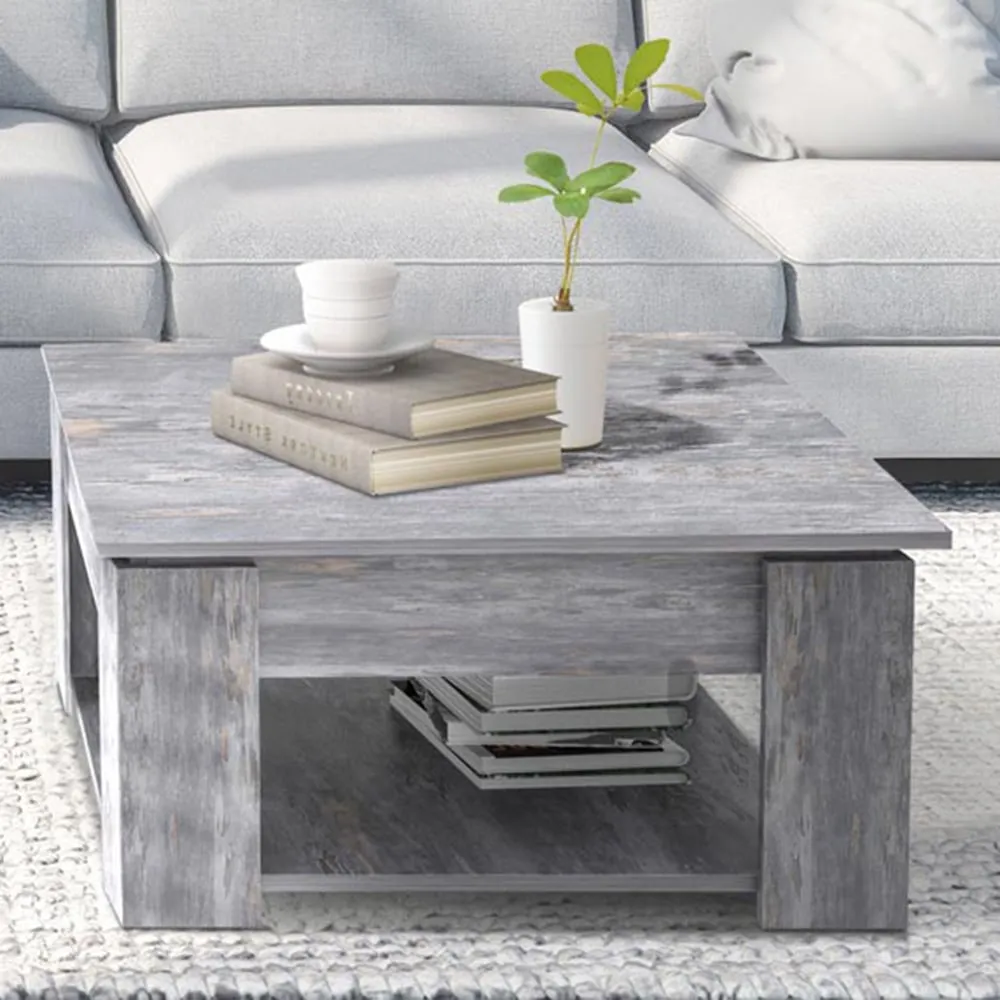2 Tier Coffee Table with Storage - Grey