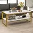 2 Tier Coffee Table with Storage - White, Marble Effect