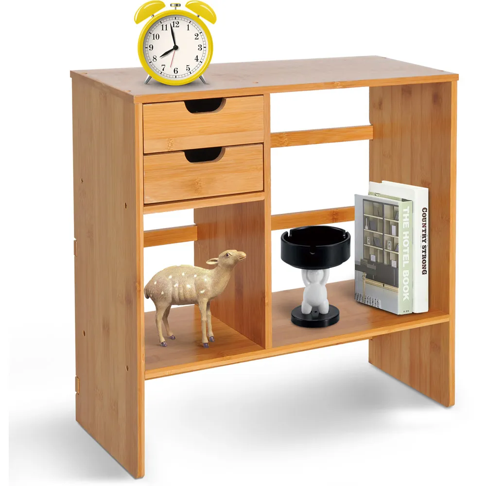 2-Tier Desk Organiser with Drawers - Brown, Bamboo