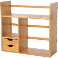 2-Tier Desk Organiser with Drawers - Brown, Bamboo